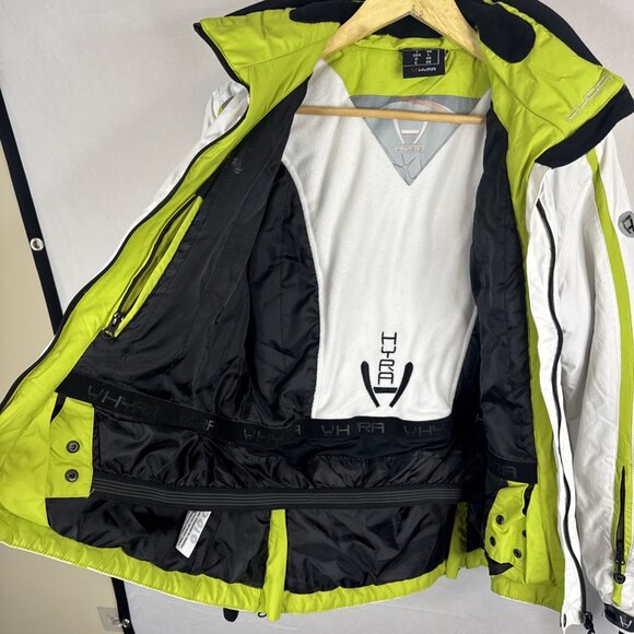 HYRA Women’s White Green Ski Jacket Hooded Insulated Snowboard Coat Large - Picture 6 of 6